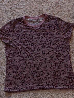 Women's Mauve Pink Animal Print Short Sleeve Top